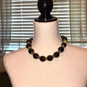 Elegant Black and Gold Beaded Necklace